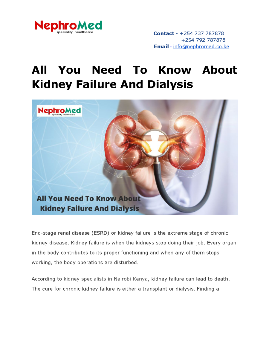 All You Need to Know about Kidney Failure And Dialysis PDF ...