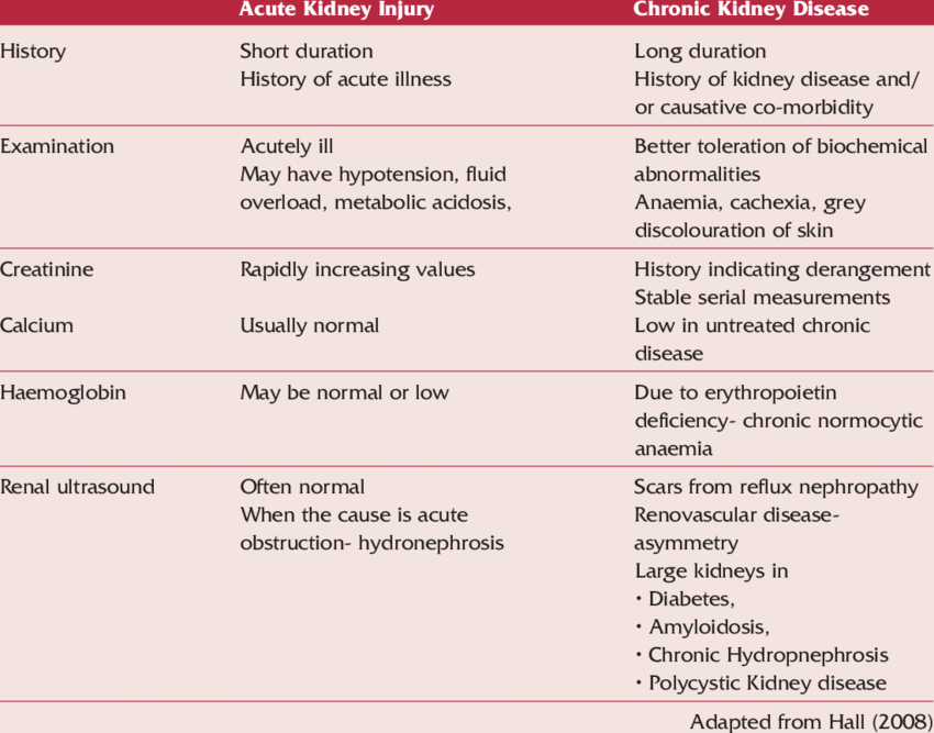 Differences between AKI and CKD