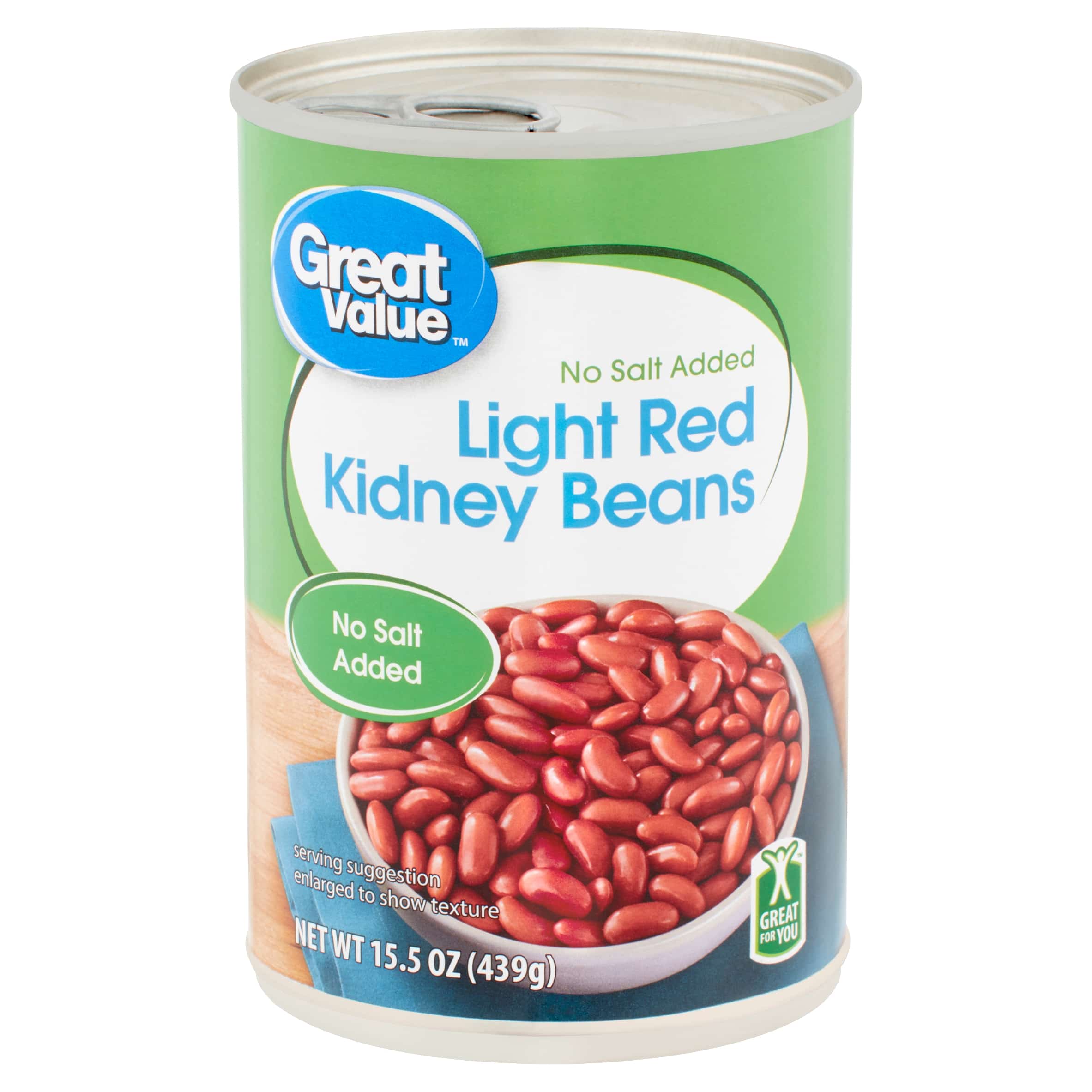 Great Value No Salt Added Light Red Kidney Beans, 15.5 oz From Walmart ...