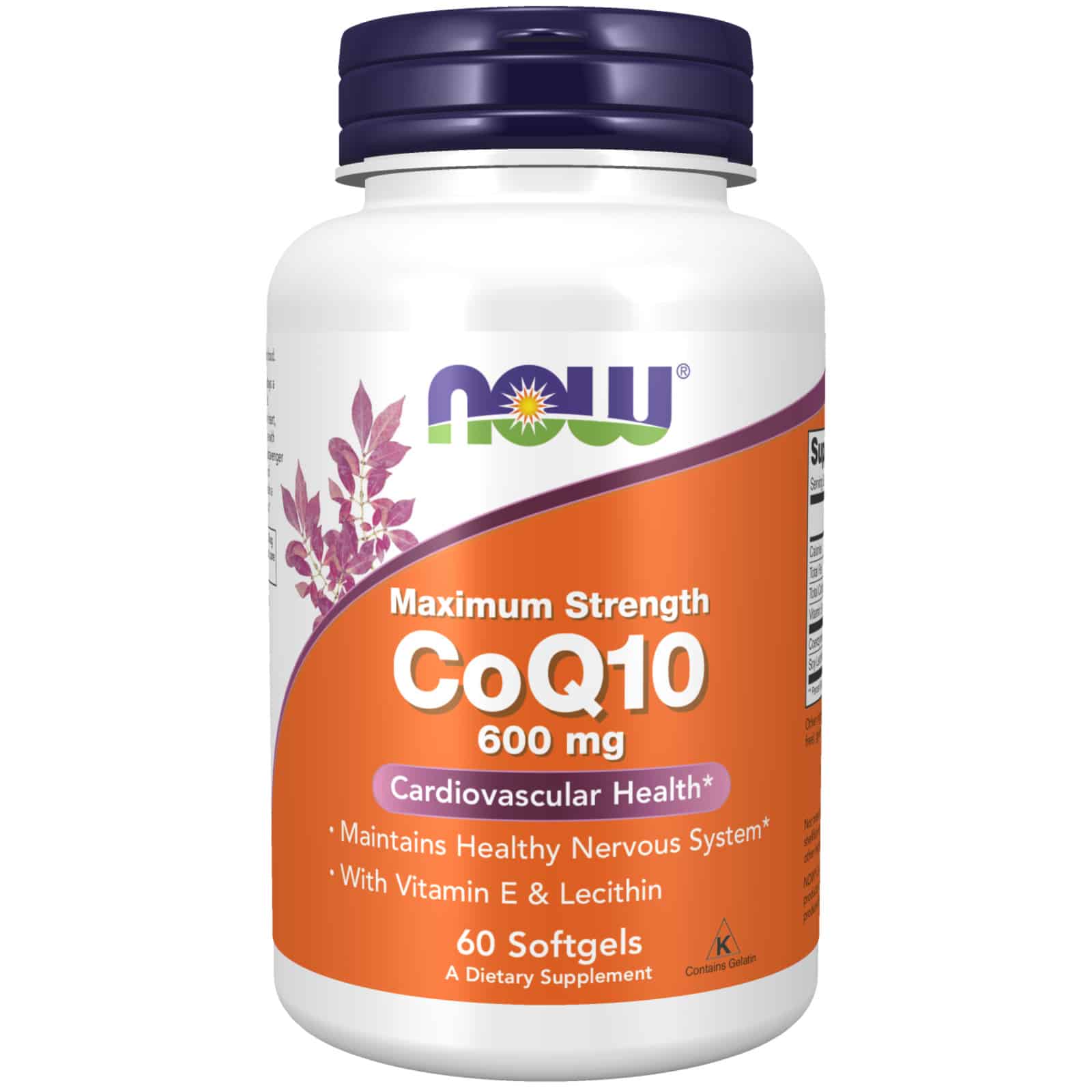 NOW Foods CoQ10 600 mg 60 Softgels, Maximum Strength, Cardiovascular ...