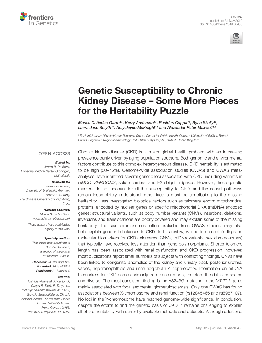 (PDF) Genetic Susceptibility to Chronic Kidney Disease ...
