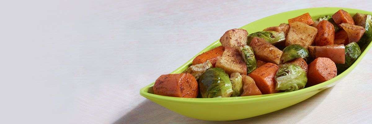 Roasted Brussels Sprouts Carrots and Apples